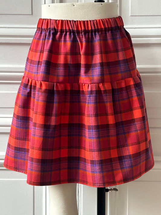 Jupe à volant en tartan ultra doux fabriquée en France