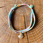 Bracelet Evesome x Le Petit Lien de Paris en Liberty de coton et acier inoxydable doré