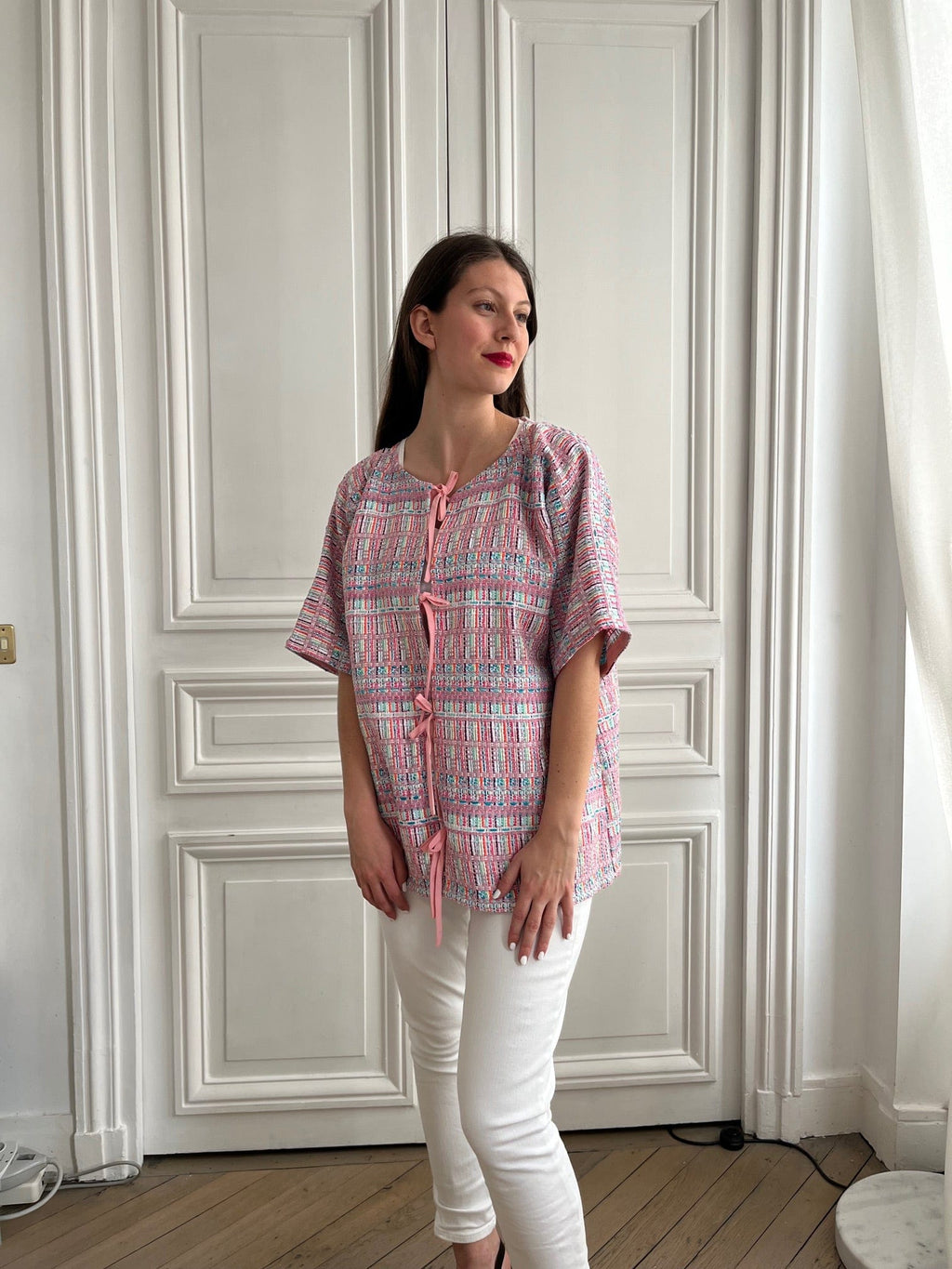 Veste manches courtes multicolore fabriquée en France