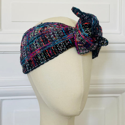 Headband double noeud en tweed Evesome