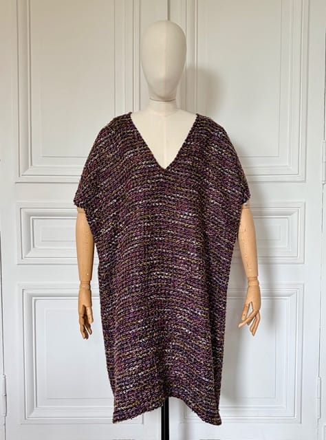 Robe en V courte tweed fabriquée en France