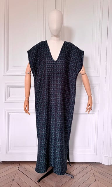 Robe en V longue tweed fabriquée en France