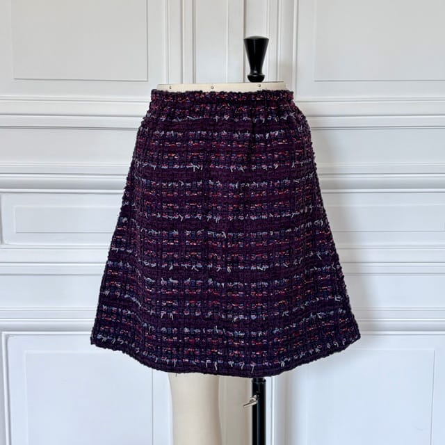 Jupe à taille élastiquée en tweed fabriquée en France