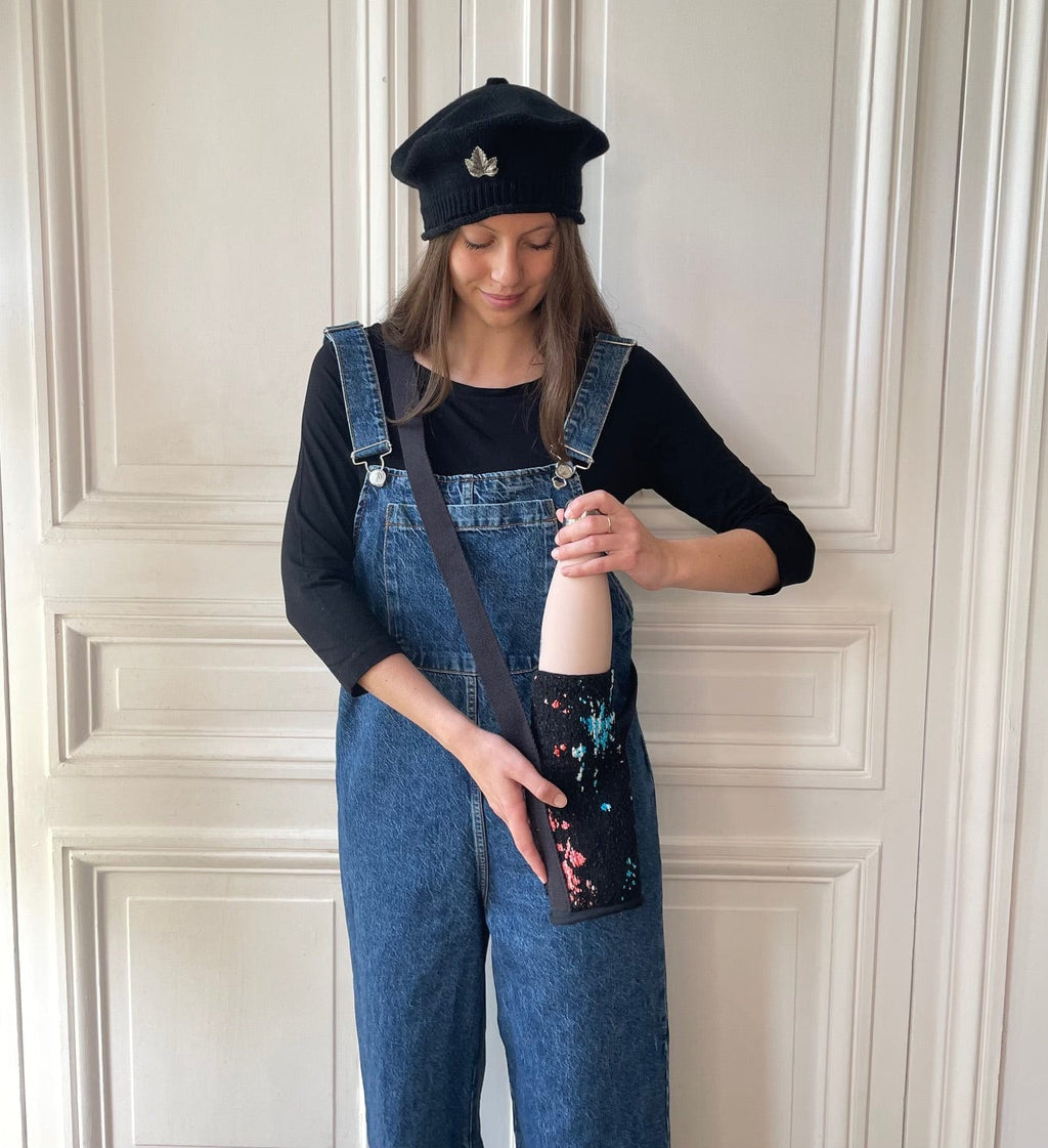 Sac pour gourde Margot en tweed multicolore tissé et fabriqué en France
