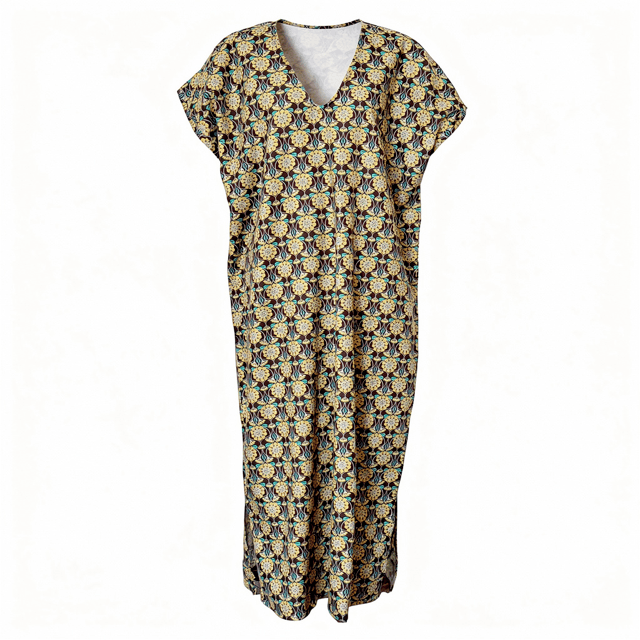 Robe en V longue en Lantana Liberty fabriquée en France