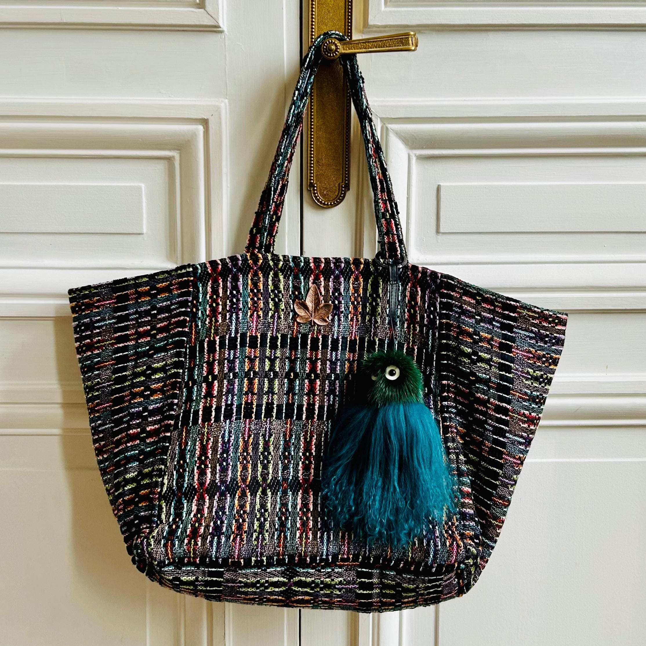 Sac Sébastien en tweed fabriqué en France avec pompon méduse