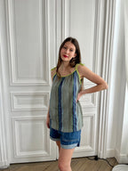 Top sans manches en tweed fabriqué en France