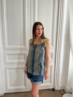 Top sans manches en tweed fabriqué en France