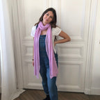 Etole lilas tricotée en France 200x60 cm 58% cachemire 42% lin