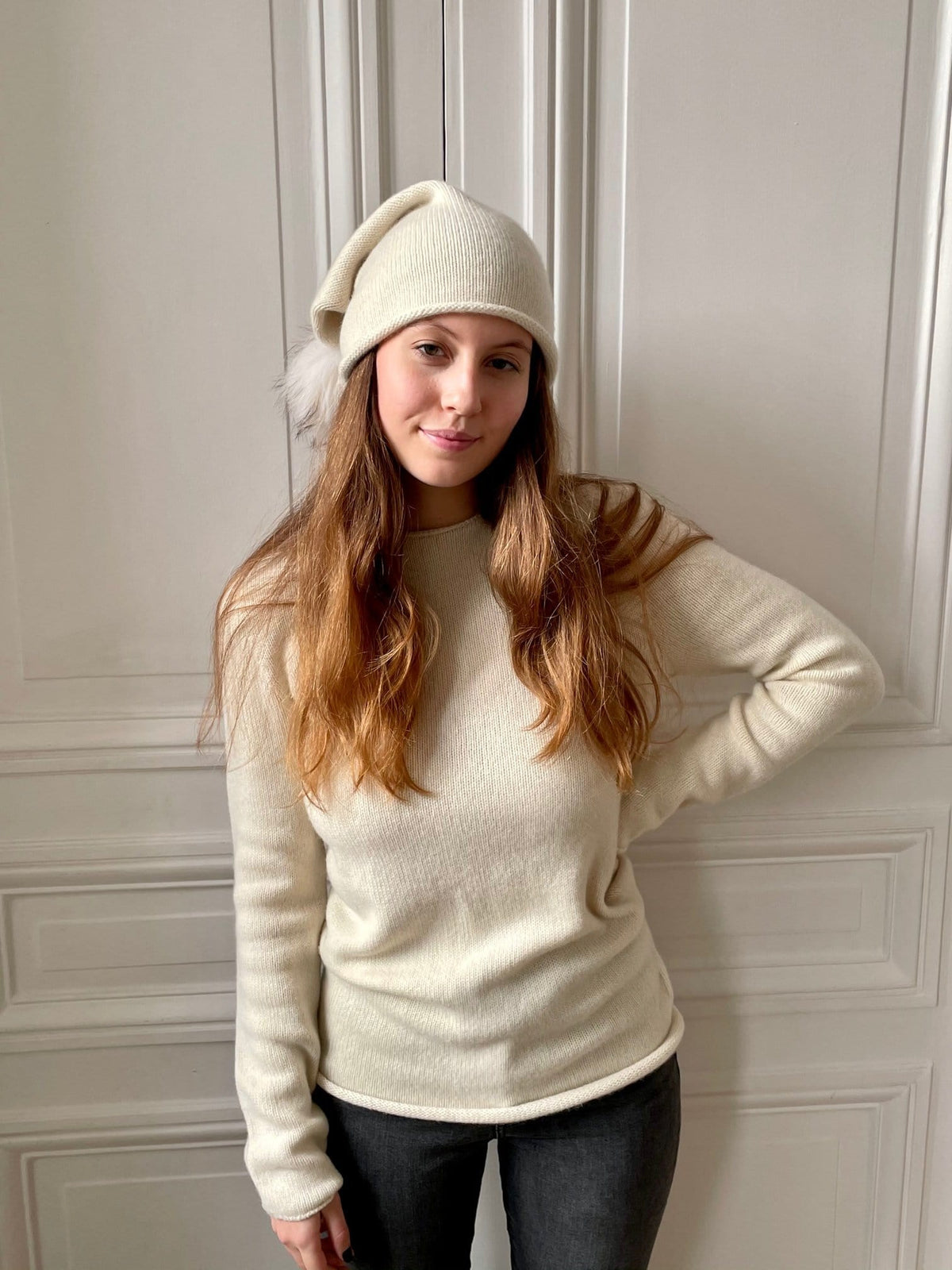 Bonnet Allude - Cachemire, Laine Et Fourrure, Couleur Bleu - Occasion, Taille Unique Femme