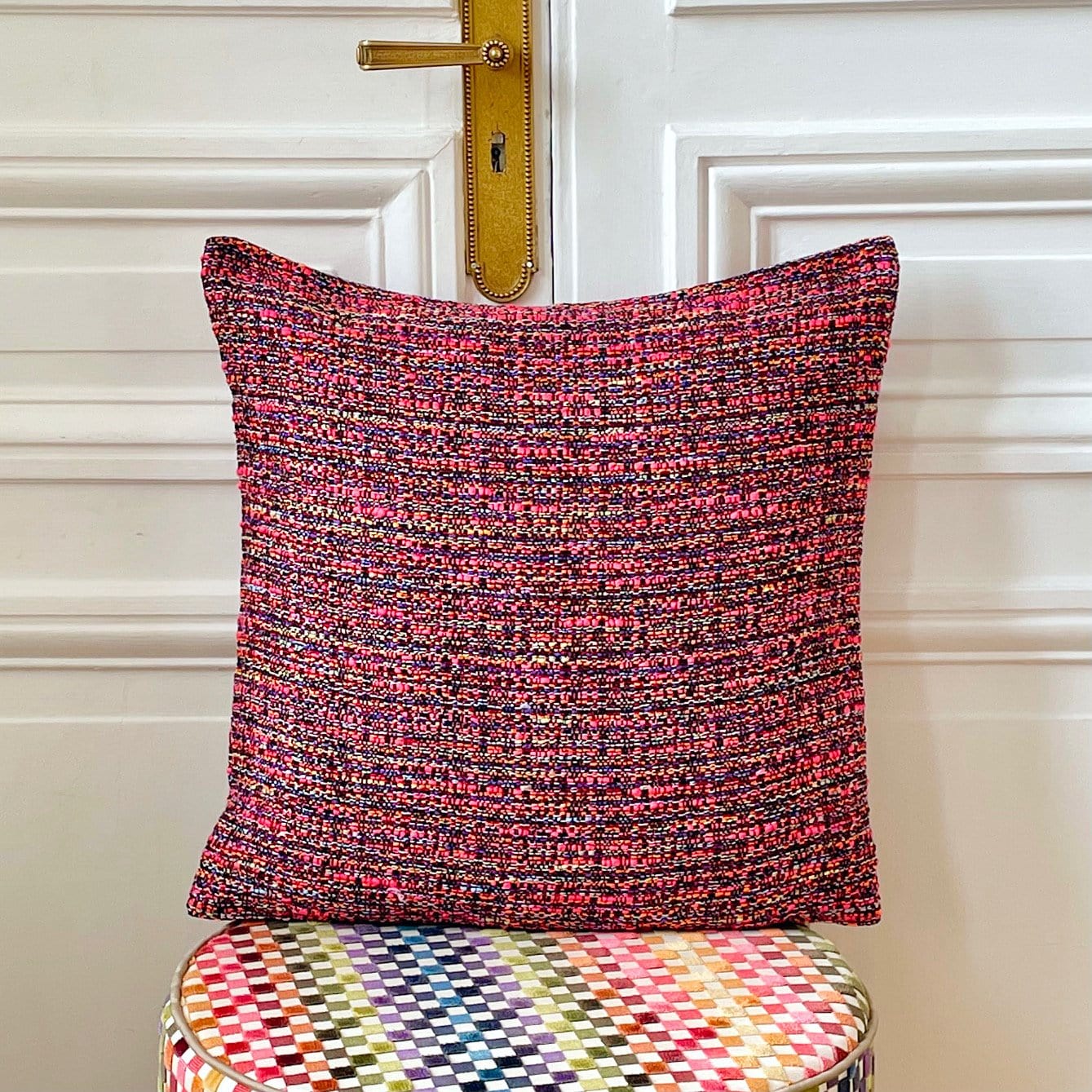 Coussin 50x50cm en tweed tissé et fabriqué en France