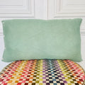 Coussin 61x28 cm vert d'eau tricoté en France 58% cachemire 42% lin