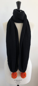 Echarpe Evesome à pompons canaris en fourrure en maille 100% cachemire -  Evesome scarf with 100% cashmere knit fur pompoms