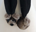 Echarpe Evesome à pompons nounours à lunettes de soleil en fourrure en maille 100% cachemire - Evesome scarf with fur pompoms teddy bear with sunglasses in 100% cashmere knit