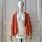 Étole pull corail 58% cachemire 42% lin tricotée en France