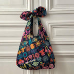 Sac Angèle en tweed bleu marine, orange, rose, turquoise et jaune tissé et fabriqué en France