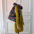Sac Angèle en tweed bleu marine, orange, rose, turquoise et jaune tissé et fabriqué en France