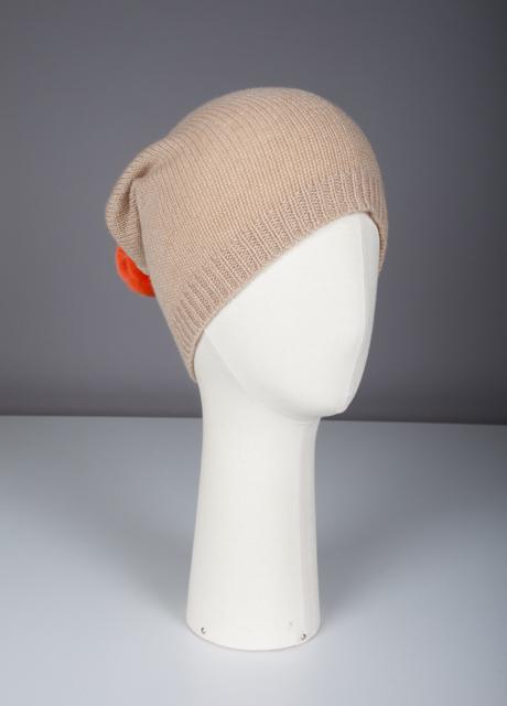 Bonnet de lutin Evesome maille mousseuse 100% cachemire avec pompon en fourrure - Evesome Leprechaun Beanie 100% Cashmere Foam with Fur Tassel