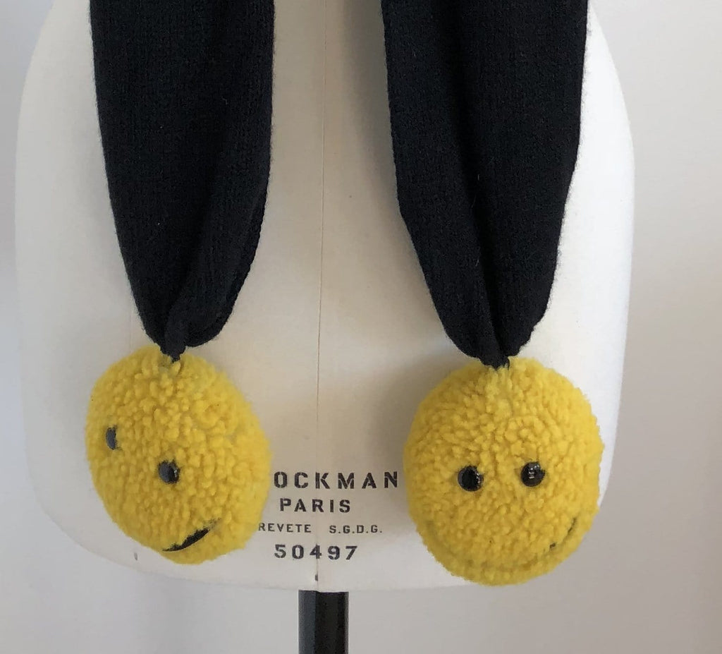 Écharpe Evesome maille mousseuse 100% cachemire avec pompons en fourrure de mouton Smiley -  Evesome 100% Cashmere Foam Scarf with Smiley Sheepskin Fur Tassels 