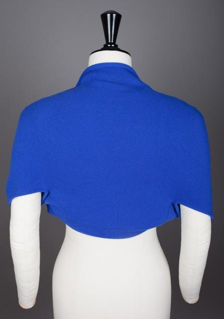 Pull bandeau bleu klein avec patch OMG tricoté en France 100% cachemire