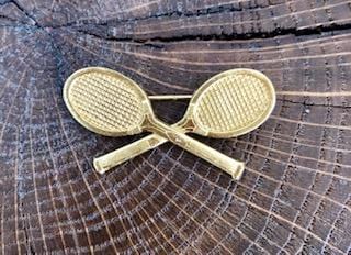 Broche Raquettes de tennis dorée Evesome - Brooch Evesome Golden Tennis Racquets