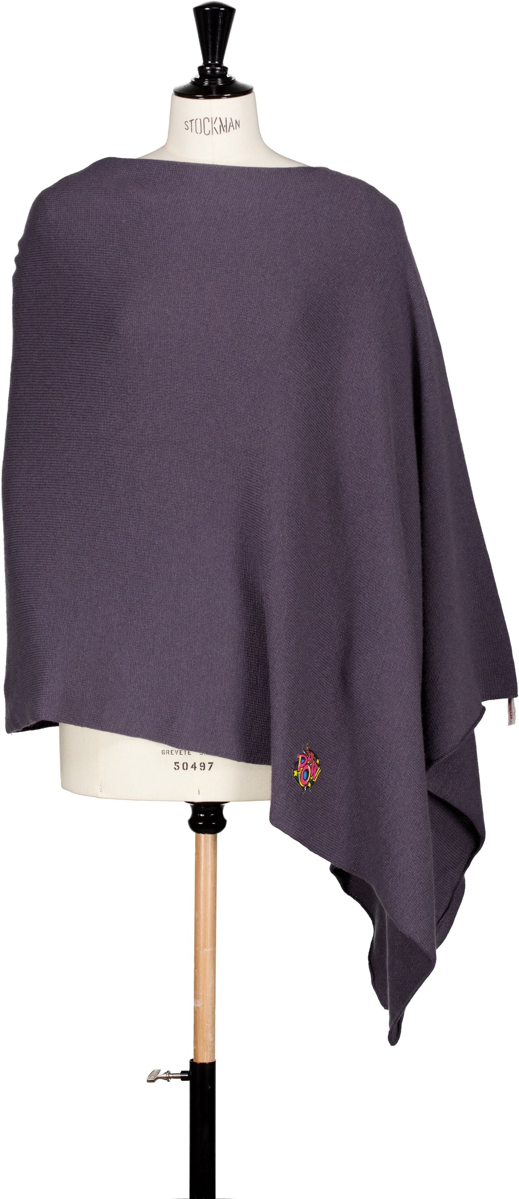 Maxi poncho avec patch Evesome maille serrée 100% cachemire - Maxi poncho with Evesome patch tight mesh 100% cashmere