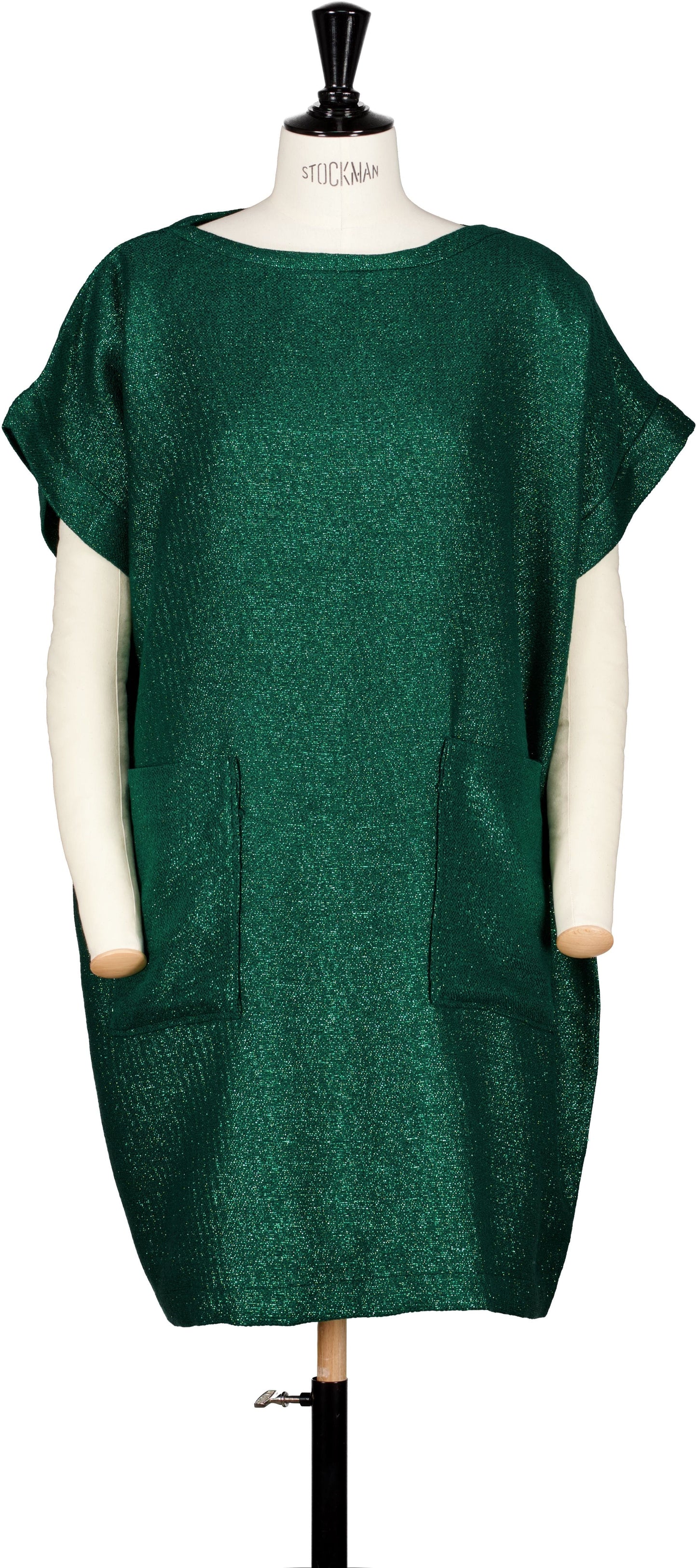 Robe en tweed vert sapin tissé et fabriquée en France