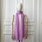 Etole lilas tricotée en France 200x60 cm 58% cachemire 42% lin