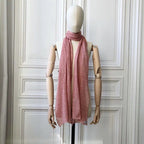 Etole vieux rose tricotées en France 200x60 cm 58% cachemire 42% lin