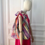 Sac Angèle en tweed rose tendre, rose vif, rouge, noir, jaune, lilas et orange tissé et fabriqué en France