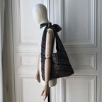 Sac Angèle en tweed noir tissé et fabriqué en France
