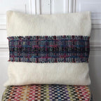 Coussin 100% laine avec bandeau en tweed fabriqué en France