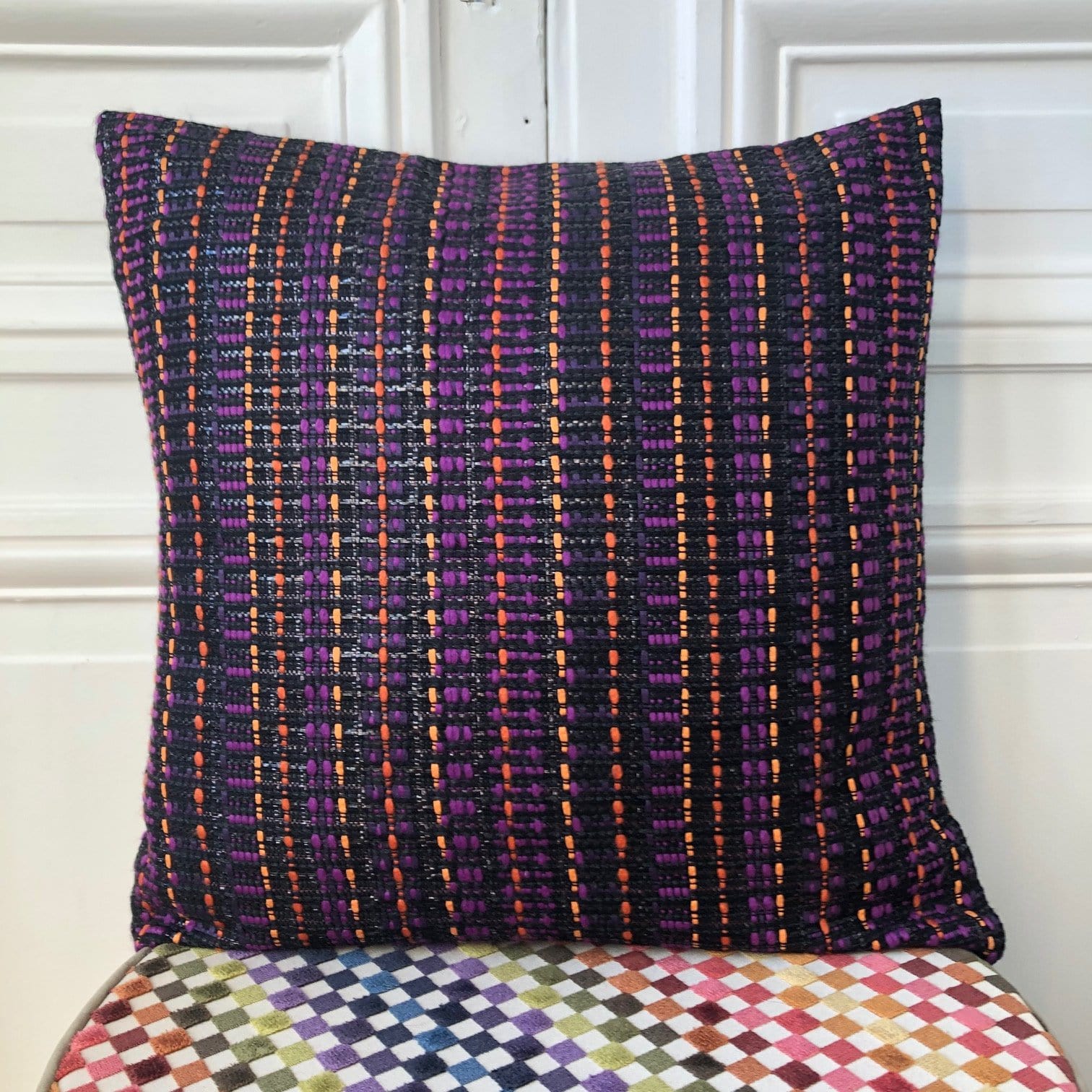 Coussin 50x50cm en tweed tissé et fabriqué en France