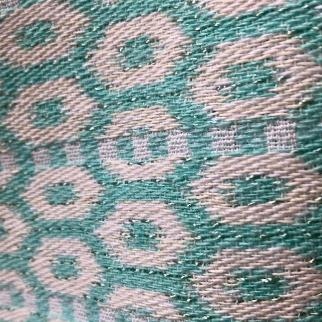 Kimono en tweed vert d'eau et blanc tissé et fabriqué en France