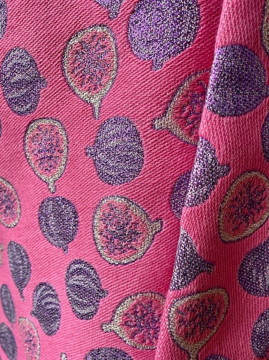 Kimono en tweed rose mauve et argent figues tissé et fabriqué en France