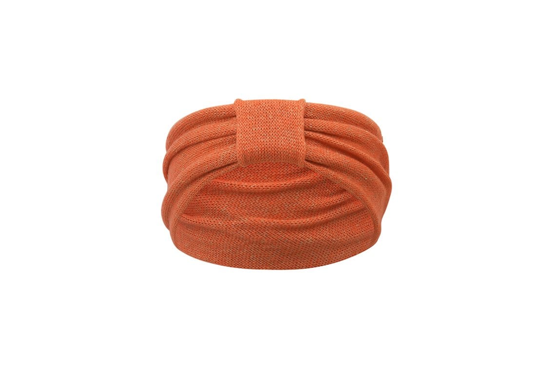 Bandeau corail tricoté en en France 58% cachemire 42% lin