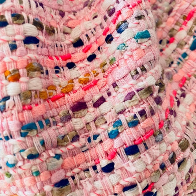 Housse de sac Mini Bénédicte en tweed rose tendre tissé et fabriqué en France