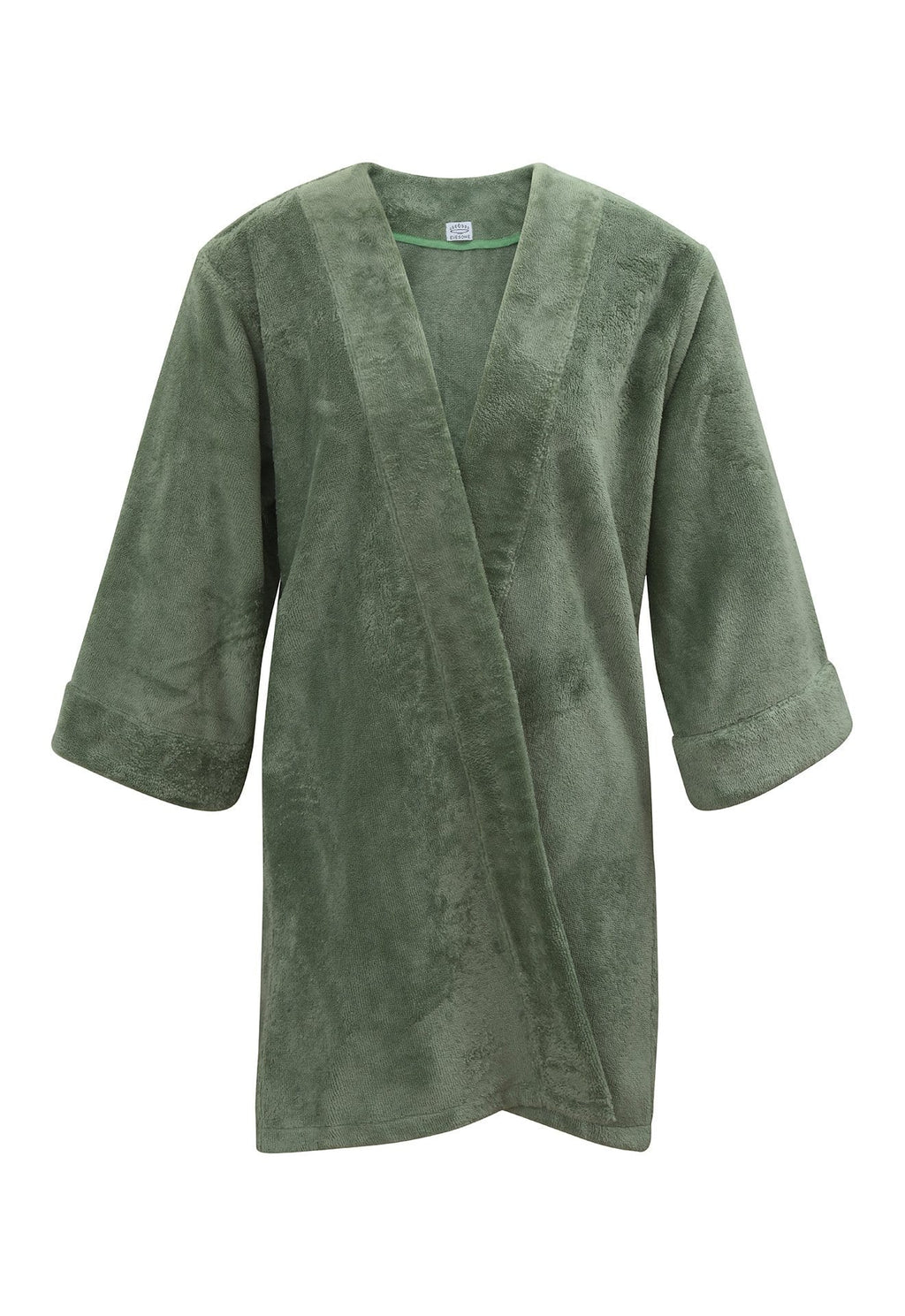 Kimono en éponge coton et bambou vert amande fabriqué en France