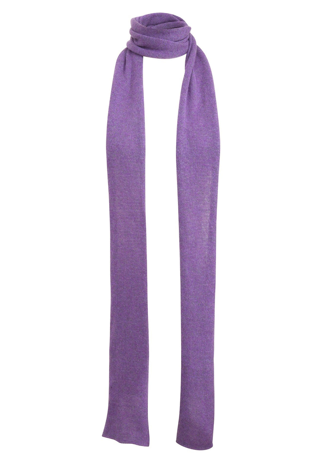 Mini écharpe violette tricotée en France 58% cachemire 42% lin