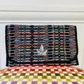 Pochette Alexandre en tweed noir, vert, bleu, orange tissé et fabriquée en France