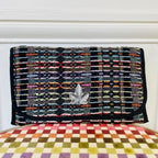 Pochette Alexandre en tweed noir, vert, bleu, orange tissé et fabriquée en France