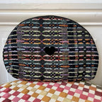 Pochette Eloha en tweed noir, vert, bleu, orange tissé et fabriquée en France
