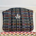 Pochette Armand en tweed noir, vert, bleu, orange tissé et fabriquée en France