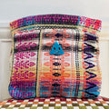 Pochette Agathe en tweed violet, beige, turquoise et corail tissé et fabriquée en France