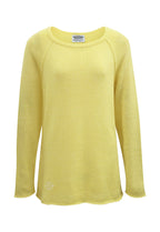 Pull sweatshirt jaune 58% cachemire 42% lin tricoté en France