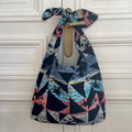 Sac Angèle en tweed bleu, blanc, noir, jaune et corail tissé et fabriqué en France
