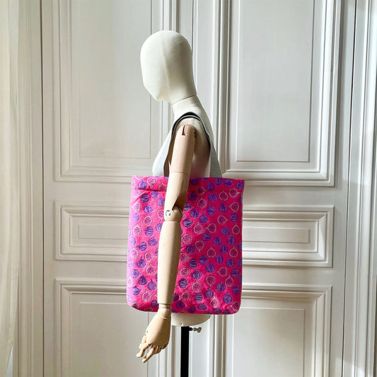 Sac Vivien en tweed figues rose, lilas et argenté tissé et fabriqué en France
