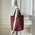 Sac Vivien en tweed rose, lilas, noir et jaune tissé et fabriqué en France