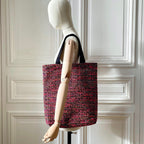 Sac Vivien en tweed rose, lilas, noir et jaune tissé et fabriqué en France