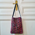 Sac Bérénice en tweed rose, noir, orange, vert, bleu tissé et fabriqué en France